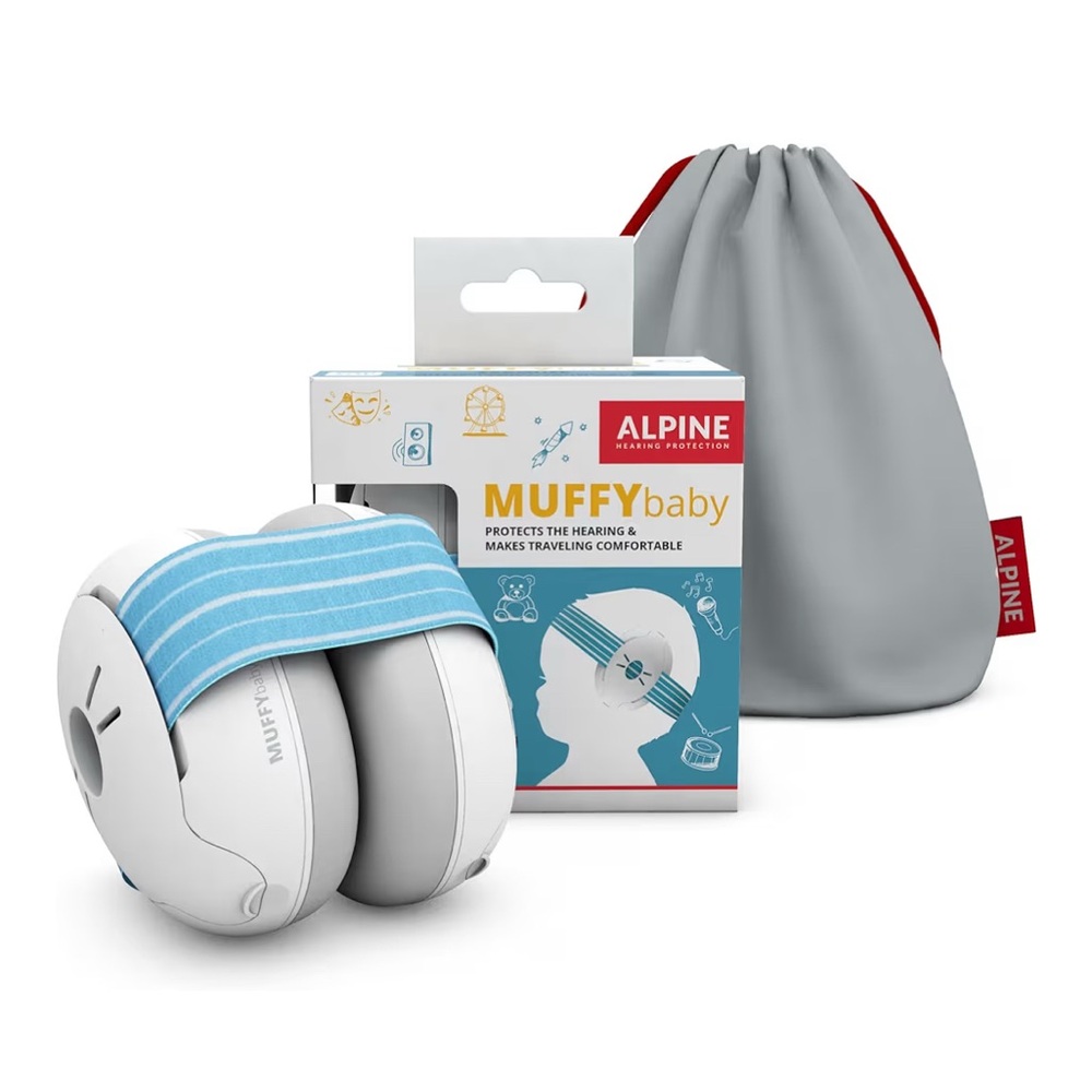 Alpine Muffy Baby Ear Protection - White and Blue